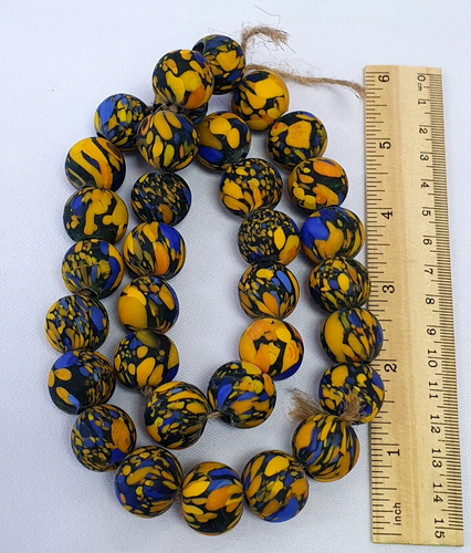Collana con filo di perline in vetro BUMBLE BEE vintage Trade Beads molt... - $66.02