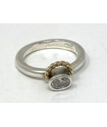 Authentic PANDORA Reminder Sterling and 14K Gold Ring, Clear CZ, Size 9 - $72.19