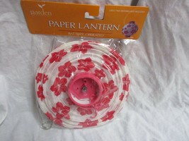 Garden  Paper Lantern Battery Operated Color White With Red Flowers - $28.13
