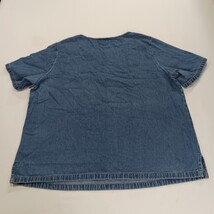 Vintage 90s Silhouettes Chambray  Denim Top Statement Buttons Blue Women's XL  image 12