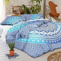 Cotton Indian Mandala Duvet Cover With Two Pillowcases Bedding Coverlet - £31.74 GBP+