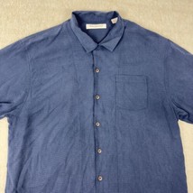 Tommy Bahama Hawaiian Shirt Mens XL Navy Blue Pocket Silk Aloha Camp Beach - $22.22