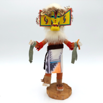 Vintage Native American Kachina Dancer 10&quot; Owl Bird Wood, Fur &amp; Feathers Signed - £34.41 GBP