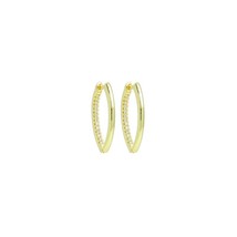 Clear CZ Gold Oval Eye shape Hoop Earrings, Sku#LX675 - £4.01 GBP