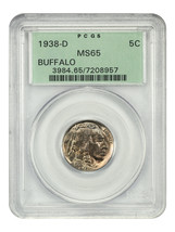 1938-D 5C Buffalo PCGS MS65 (OGH) - $76.39