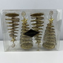 Set of 4 Gold Glitter Metal Tree Place Card Holders 6&quot; Tall. Silvestri C... - $9.89