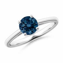 ANGARA 6mm Natural London Blue Topaz Solitaire Ring in Silver for Women, Girls - £121.14 GBP+
