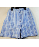 Liz Claiborne Skort Womens Size 4 Blue Plaid Rayon Flat Front Slit Butto... - $19.37