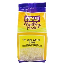 NOW Foods Gelatin Empty Capsules &#39;3&#39; Size (Extra Small Size), 1000 Gelcaps - $14.69
