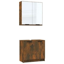 Modern Wooden 2 Piece Bathroom Furniture Set With Mirror Unit And Sink Cabinet  - £113.83 GBP+