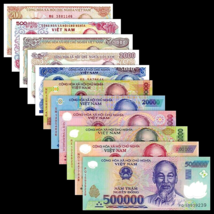 Vietnam Dong Collectors Set Of 11 Bank Notes 200 Dong to 500,000 Dong Cu... - $250.00