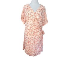 All in Favor Simone Floral Wrap Front Minidress in Multi Animal Peach Wo... - $12.09