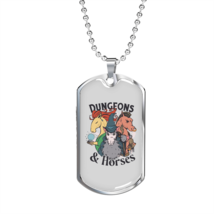 Dungeons and Horses Horse Necklace Stainless Steel or 18k Gold Dog Tag 24&quot; Chai - £38.05 GBP+