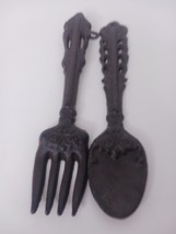 Vtg Cast Iron Spoon and Fork 11” Rustic FarmHouse Wall Kitchen Dining Re... - $12.62