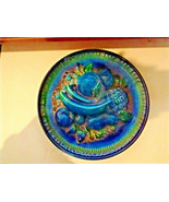 VTG INARCO 3D FRUIT POTTERY PLATE  BLUE MOOD INDIGO  WALL HANGING JAPAN - £9.44 GBP