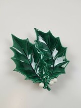 Vintage Ceramic Holiday Christmas Holly Leaf Dish Unique 1 of a kind? Rita Kooi - £7.52 GBP