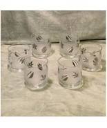 Vintage Libbey Frosted Silver Leaf Foilage Set of (6) 8oz Rocks Glasses - $921.66 MXN