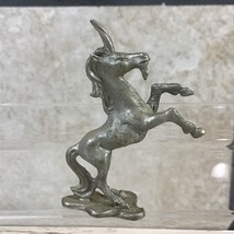 Vintage Pewter 2” Unicorn Sculpture Figure Posed Rearing Up On Hind Legs - £11.83 GBP