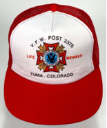 VFW Post 3378 Hat-Life Member-Yuma CO-Mesh-Snapback-Trucker-Red-Vintage - €19,86 EUR