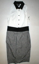 Womens NWT $278 Worth New York 8 Dress Black White Gunmetal Colorblock Office  - £215.96 GBP