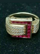 2.50Ct Round  Simulated Red Ruby  Women&#39;s Ring 925 Silver Gold Plated - £95.25 GBP