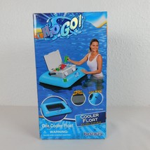 H2O GO Inflatable Cooler Float Blue Summer Pool 32 x 26&quot; Mesh Bottom Tow Rope - £9.30 GBP