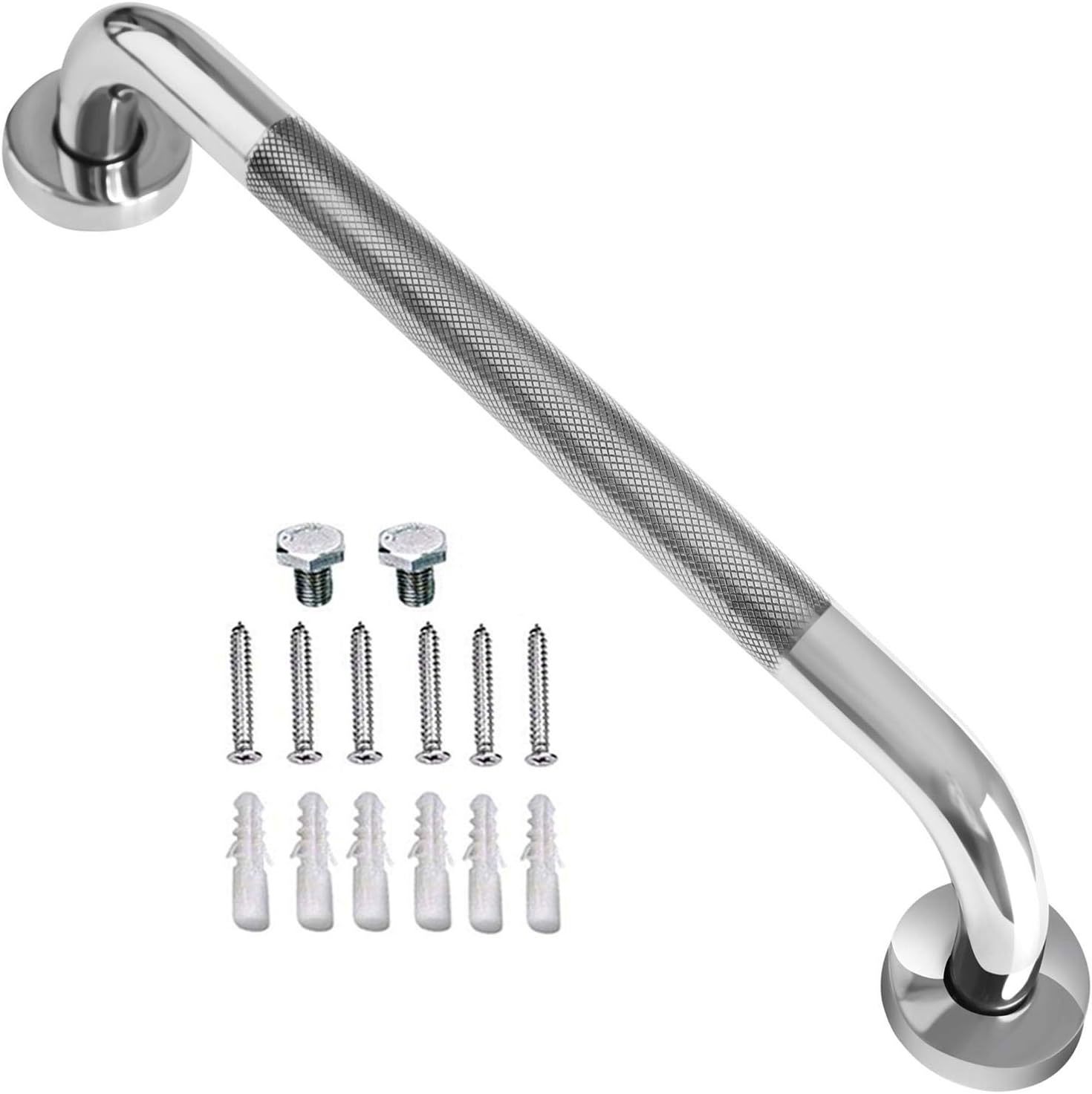 Zuext Chrome Finish Stainless Steel Bathroom Grab Bar, Knurled Bathroom ... - $37.94