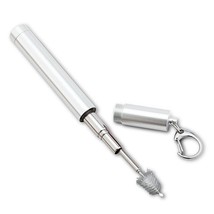 Collapsible Straw Set of 6 Silver Stainless Steel 4.5&quot; long Handy Clip 3 Pieces - £14.90 GBP