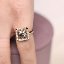 Vintage Art Deco Ring, Halo Diamond Ring, Solitaire Ring, Round Cut Cz Ring - £114.06 GBP