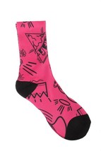 Civil Clothing Synthetic Womens Pink Black Line Art Cartoon Fashion Crew... - £5.04 GBP