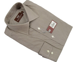 NEW $295 Hickey Freeman Dress Shirt!  15.5 34 35  Brown and White Pinstr... - £78.68 GBP