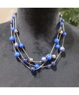 Women Triple Layered Blue and Silver Color Charm Beads Statement Choker ... - £21.18 GBP