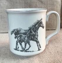 Vintage Small World Greetings Horse And Foal Coffee Mug Cup - £7.96 GBP