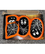 Halloween Serving Dish Platter “BOO” Ceramic FOOD SAFE EUC With Box - £11.48 GBP