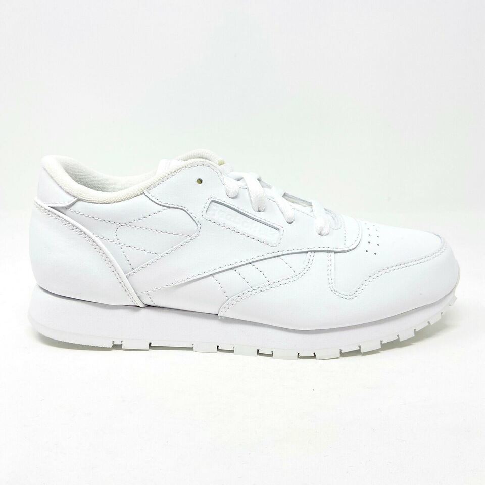 Reebok Classic Leather Triple White Grade School Kids Running Shoes J90139