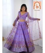 Lavender Lehenga Choli with Thread and Sequence Work - $1,404.11 MXN