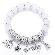 Fashion сharm elastic white crystal Pendants elephant dragonfly heart DL... - £7.17 GBP