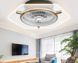 Ultra-Thin Led Ceiling Fan Light Remote Control Flush Mount Ceiling Fan ... - $85.99