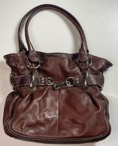 B.MAKOWSKY Raisin Brown Leather Belted Clip Shoulder Bag Purse 12 By 12” - £27.93 GBP