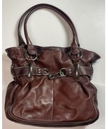 B.MAKOWSKY Raisin Brown Leather Belted Clip Shoulder Bag Purse 12 By 12” - $35.52