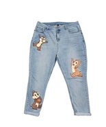 Disney Chip &#39;N Dale Chipmunks &amp; Acorns Denim Light Wash Blue Mom Jeans, ... - $632.88 MXN