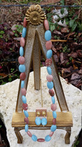 Lepidolite and Amazonite Natural Stone Bead 24 Inch Necklace and Earrings - £16.59 GBP