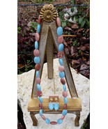 Lepidolite and Amazonite Natural Stone Bead 24 Inch Necklace and Earrings - $21.00