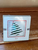 Small MODERNIST Christmas Tree Joy Picture Under Glass Christmas Holiday... - $7.69