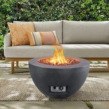 Kante Concrete Round Fire Table 25&quot;, Charcoal, Smokeless Fire Pit And Outdoor - £250.84 GBP
