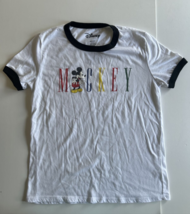 Vintage Mickey Mouse Spellout T Shirt Baby Tee Women&#39;s Small, pre-owned - £8.88 GBP