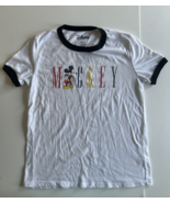 Vintage Mickey Mouse Spellout T Shirt Baby Tee Women&#39;s Small, pre-owned - $15.45 CAD