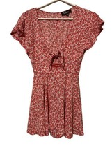 Lulus Dondi Red and White Floral Print Tie-Front Short Sleeve Romper - £15.63 GBP
