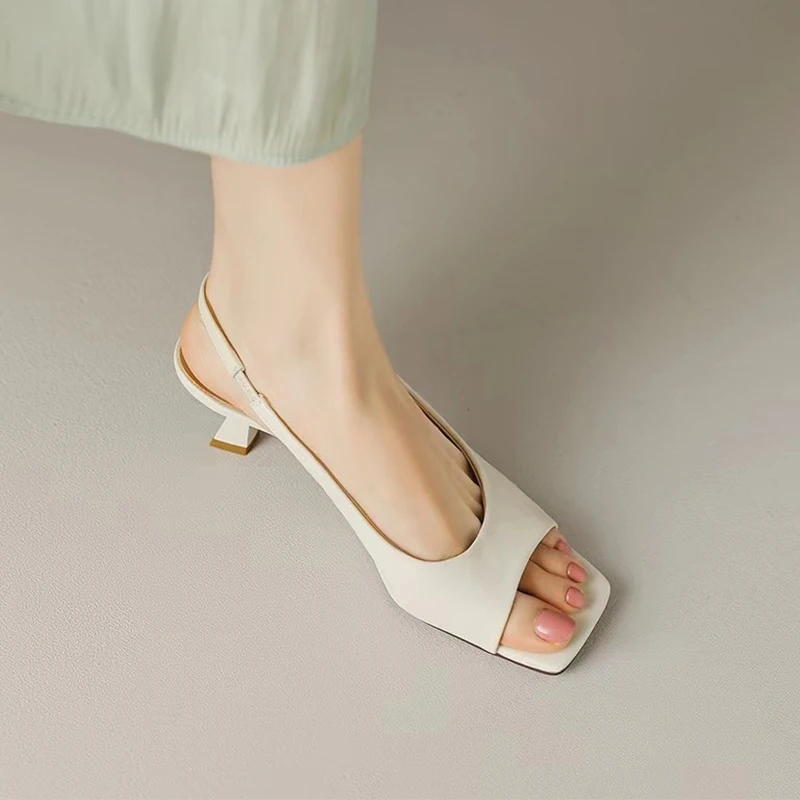 Open Toe Mid Heels Shoes Sandals Women Slides 2024 New   Pumps Shoes Party Desig - £56.56 GBP