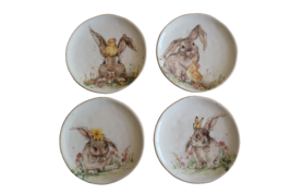 Southern Living Stoneware Bunny Rabbit Salad Plate Set Of 4 All Differen... - £99.91 GBP